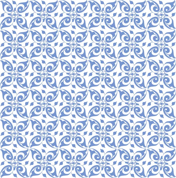 Motif vectoriel sans couture avec des motifs azulejos dans des tons bleu clair — Image vectorielle
