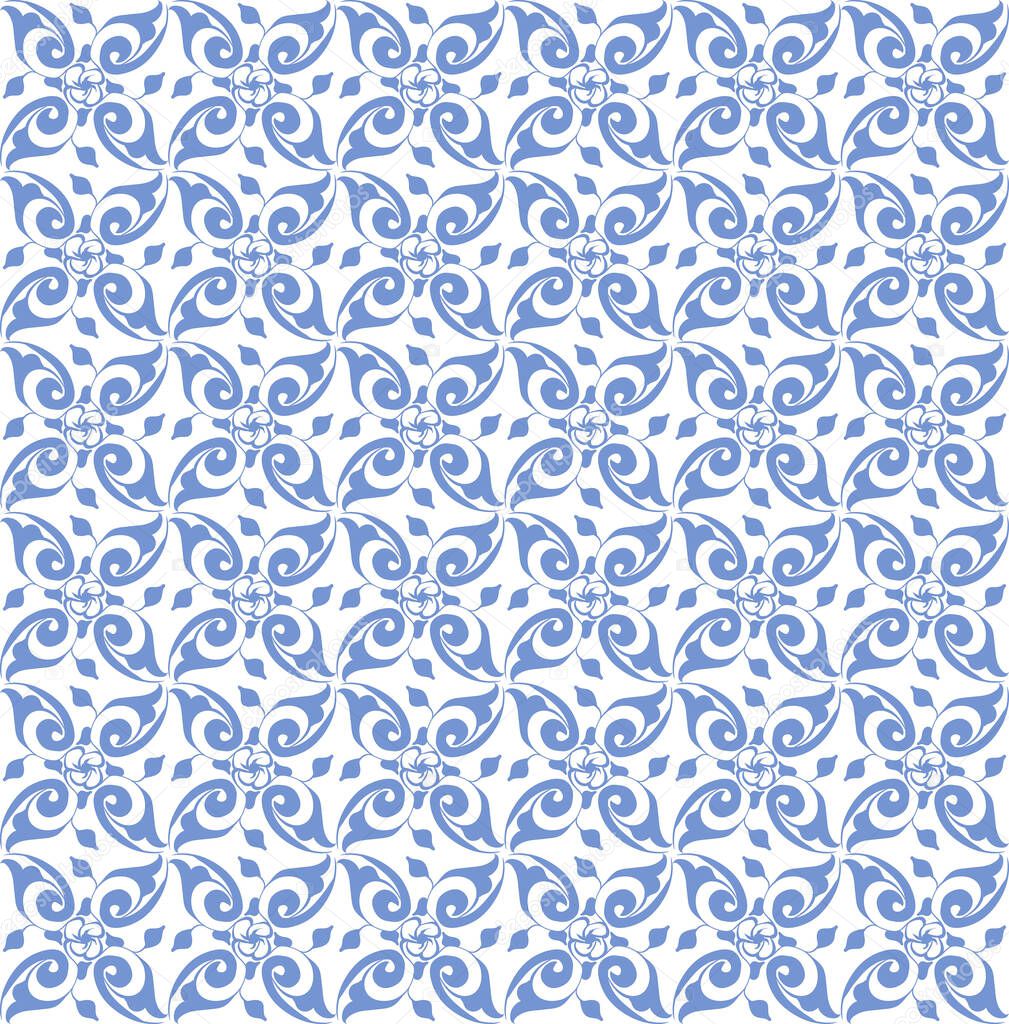 seamless vector pattern with azulejos motifs in light blue tones