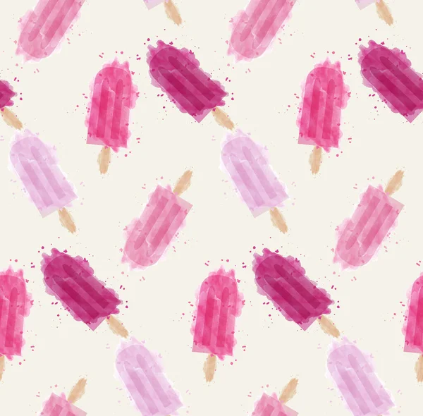 Modèle sans couture Popsicle vecteur avec effet aquarelle dans une palette de couleurs rose vif. beau et unique, parfait pour le tissu et le papier peint, idéal pour les intérieurs. Essencial, girly, est le mélange parfait de style et de tendances de design pertinentes . — Image vectorielle