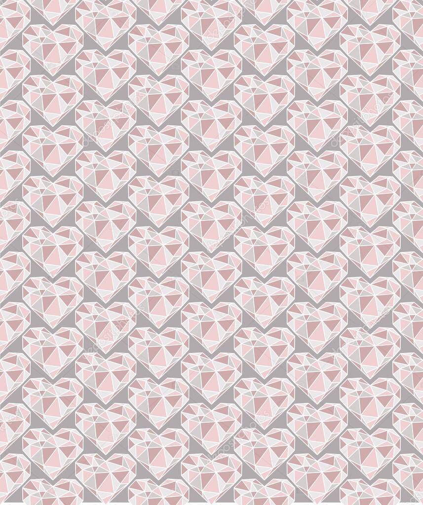 Minimal geometric vector seamless pattern,with 3d hearts. A romantic and unique pattern, contemporary design, perfect for fabric and wallpaper, ideal for interiors.This artwork is the mix of italian sense of style and relevant design trends.