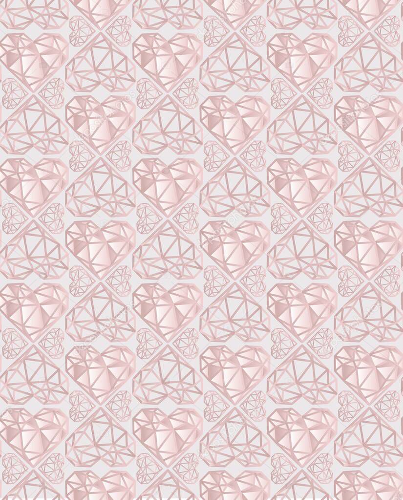 Minimal geometric vector seamless pattern,with 3d hearts. A romantic and unique pattern, contemporary design, perfect for fabric and wallpaper, ideal for interiors.This artwork is the mix of italian sense of style and relevant design trends.
