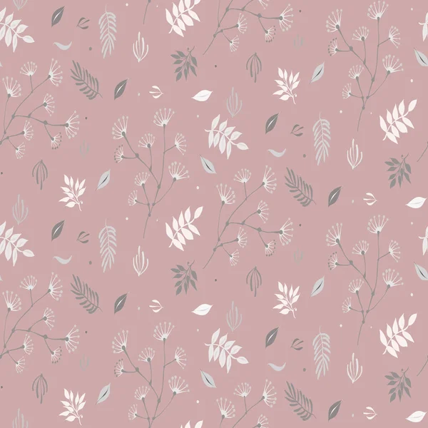 Sömlös vektor mönster med små blommor i dammiga rosa toner. — Stock vektor