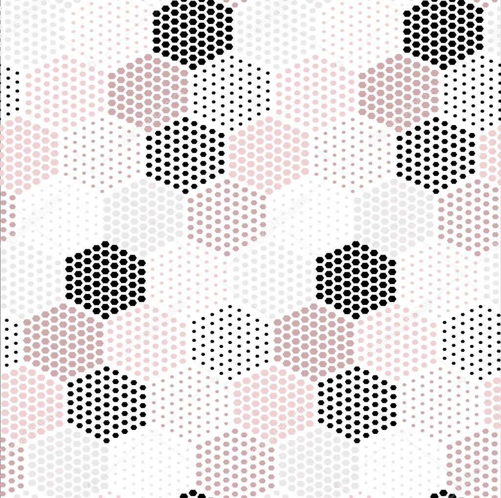 Minimal geometric vector seamless pattern,with exagon motif in pink tones