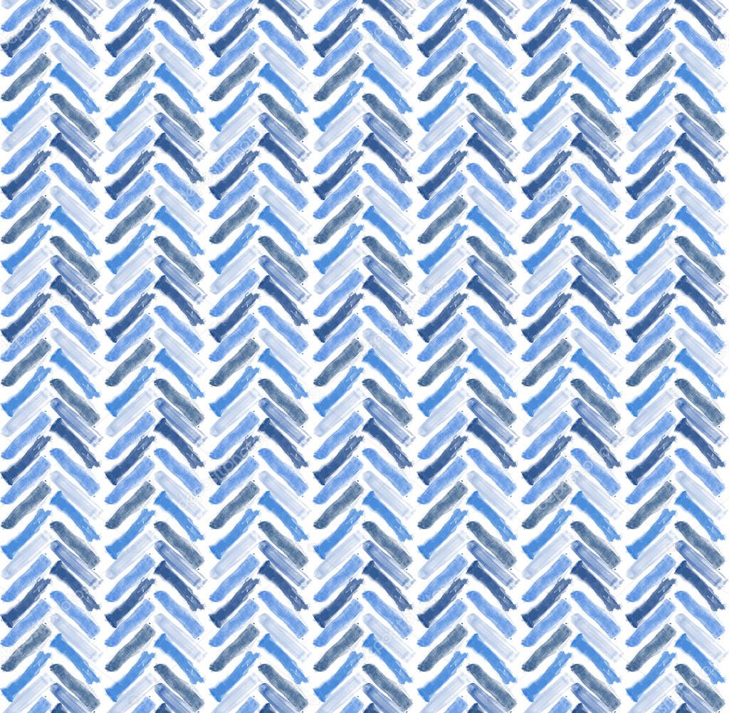 seamless vector chevron pattern with watercolor brush strokes in light blue tones.