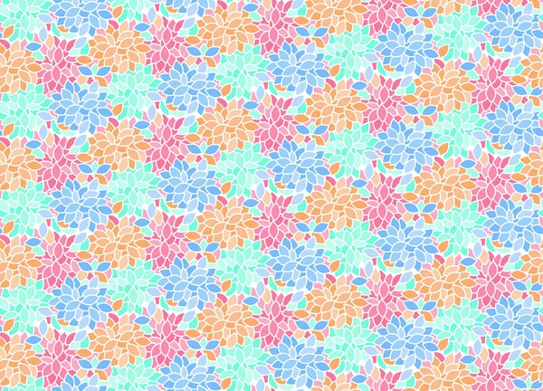 Motif floral vectoriel sans couture avec pétales multicolores dans des tons vifs . — Image vectorielle