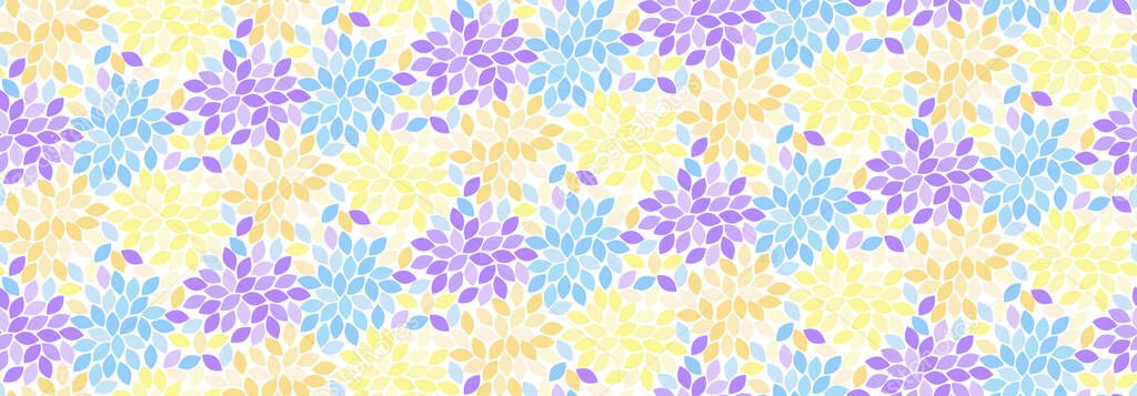seamless vector floral pattern with multicolored petals in bright tones.