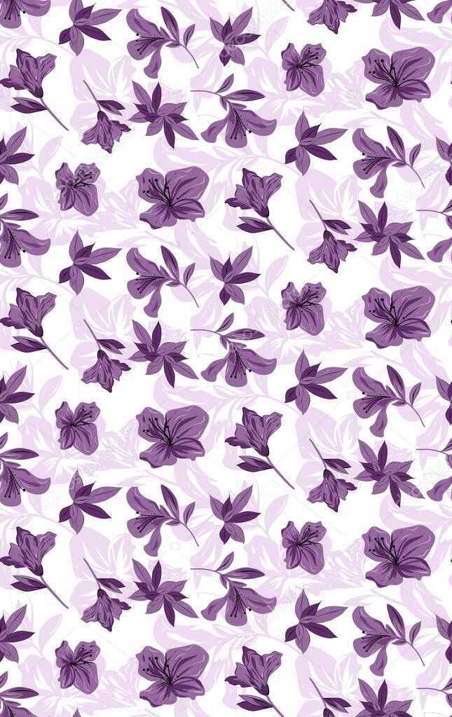 seamless vector floral pattern with multicolored petals in bright tones.