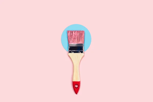 Color background with pink paint brush. — Stock Photo, Image