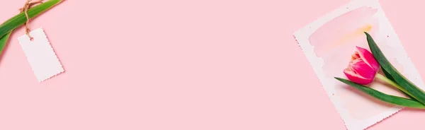 Een wenskaart op een roze achtergrond. — Stockfoto