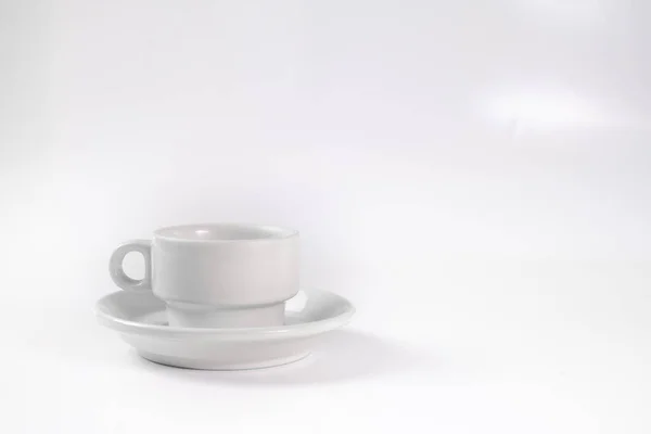 Biały Kubek Śniadaniowy Białym Tle — Zdjęcie stockowe