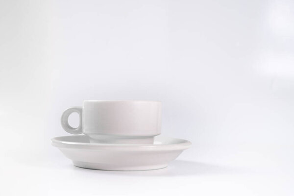 white breakfast cup on white background