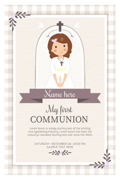 Einladungen Für Erstkommunionmädchen — Stockvektor