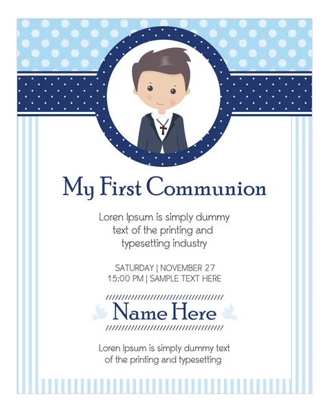 İlk komünyoncu oğlum. Bir erkek cemaati için davetiye tasarımı