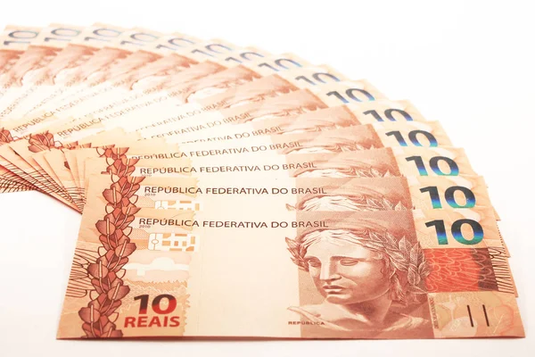 Dinero Brasileño Moneda Brasil Real Reais —  Fotos de Stock