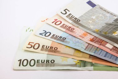 Euro para birimi, euro para banknotları, nakit para, euro faturaları.