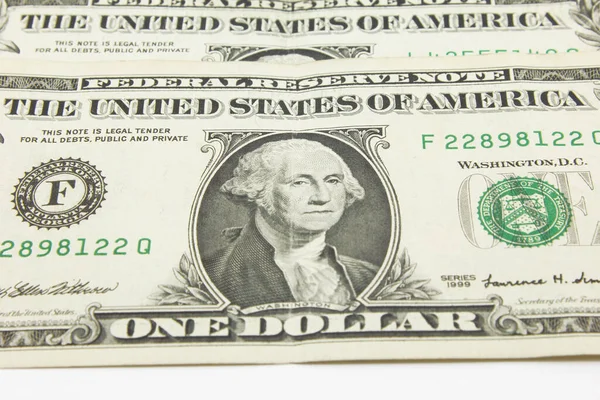 Jeden Dolar Bankovky Bílém Pozadí — Stock fotografie