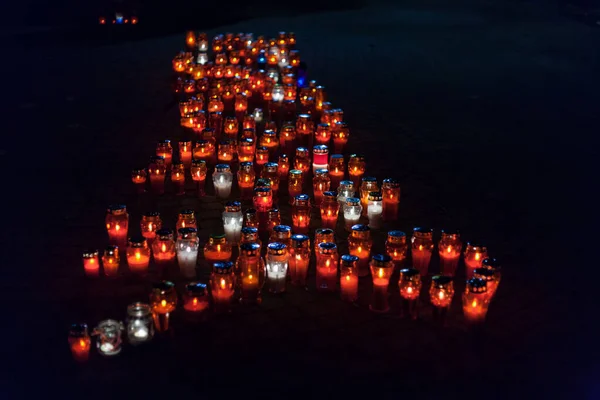 Many lit lanterns — Stock Photo, Image