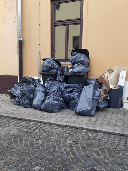 A pile of sorted garbage on the street