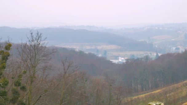 Colline Medimurje Durante Escursione Cieli Nuvolosi All Inizio Gennaio Escursione — Video Stock