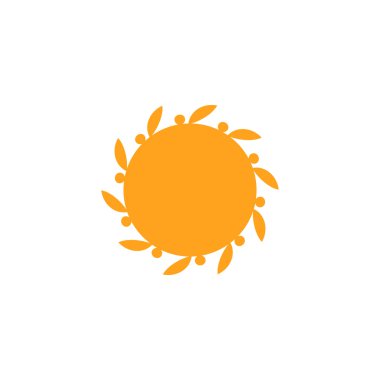 Vektör izole güneş logosu tasarım şablonu. Soyut nokta sembolü. Yuvarlak olağandışı şekil.