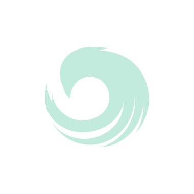 İzole mavi renk uçan kuş yan görünüm vektör logosu. Hayvan logosu. Tüylerkon ikonu ile kanatlar. Kasırga, kasırga, girdap işareti. Illüstrasyon. Klima sembolü.