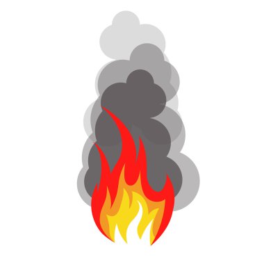 Beyaz arka plan üzerinde kırmızı ve turuncu renk ateş alev logo izole. Kamp ateşi logo. Baharatlı gıda sembolü. Isı simgesi. Sıcak enerji işareti. Vektör çizim.