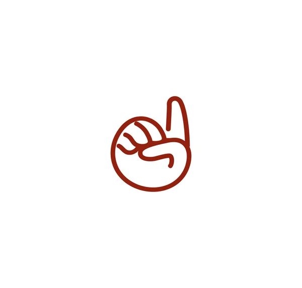 Wyizolowany abstrakcyjny kolor brązowy wskazując logo kontur palec wskazujący. Ludzki logotyp dłoni. Znak języka gestu. Symbol kursora. Element komputerowy. Ikona uwagi. Ilustracja wektorowa. — Wektor stockowy
