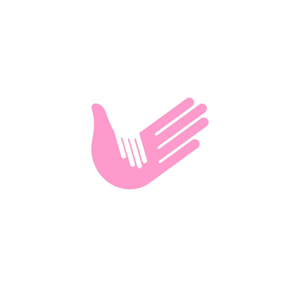 Ізольований абстрактний синьо-білий логотип для дорослих і дітей. Тримає сімейний логотип рук. Батьківські та дитячі долоні значок. Символ прийняття. Від'єм. Догляд за матір'ю Векторні ілюстрації . — стоковий вектор