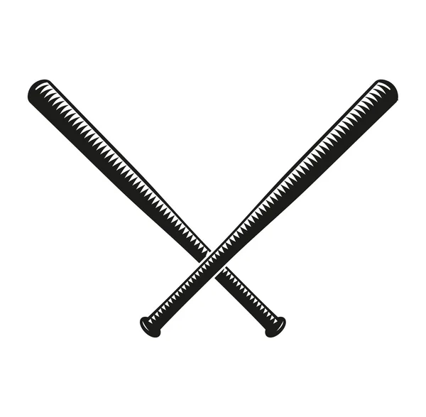 孤立した抽象的な黒い色は野球のバットのロゴを横切った。アメリカのスポーツ用品のロゴタイプ。ナショナルゲームアイコン。ベクトル野球バットのラストレーション. — ストックベクタ