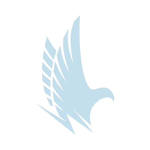 Águia de cor azul abstrato isolado, falcão de logotipo silhueta de falcão. Logotipo de ave de caça perigosa. Ícone de asas. Elemento ar. Sinal de voo. Símbolo das companhias aéreas. Ilustração vetorial . — Vetor de Stock