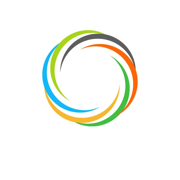 Különálló absztrakt színes körkörös nap logó. Szivárvány logo. Örvény, tornádó és hurrikán ikon. SPINING hipnotikus spirál jel. Fénykép lencséje szimbólum. Vektoros illusztráció. — Stock Vector