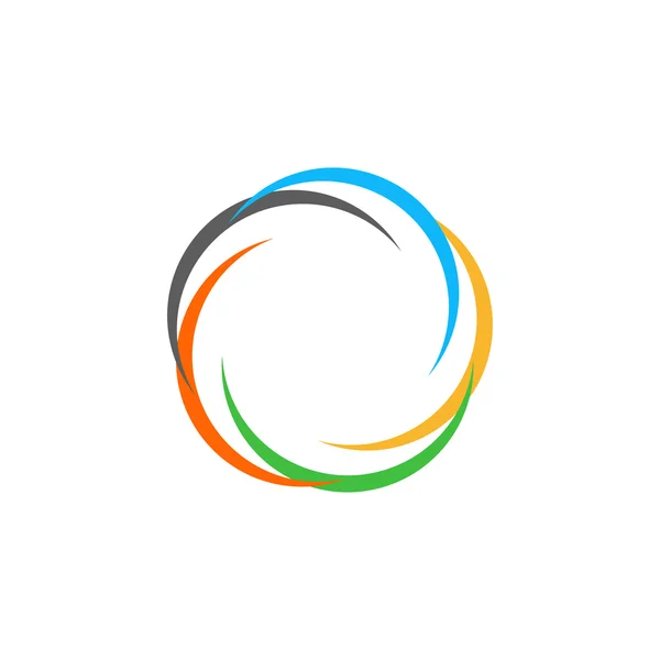 Logo de sol circular abstracto aislado y colorido. Logo arco iris de forma redonda. Torbellino, tornado e ícono de huracán. Signo espiral hipnótico espinoso. Símbolo de lente. Ilustración vectorial . — Archivo Imágenes Vectoriales