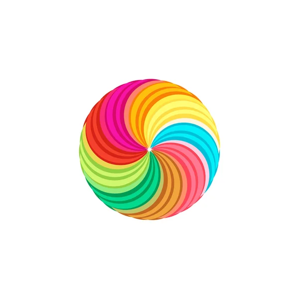 Samostatné abstraktní barevné kruhové logo. Kulatý tvar duhového logotypu. Spirála, tornádo a ikona hurikánu. Spírání hypnotického spirálovitého znaku. Symbol fotočočky. Vektorová ilustrace. — Stockový vektor