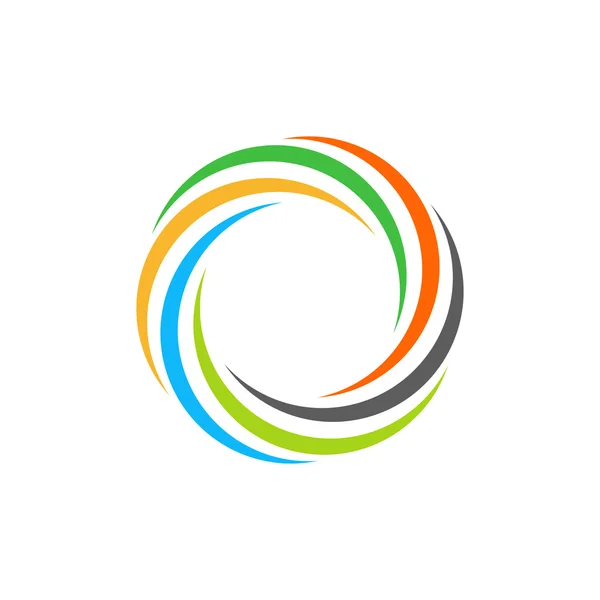 Logotipo de sol circular colorido abstrato isolado. Logótipo de arco-íris de forma redonda. Ícone de redemoinho, tornado e furacão. Spining sinal espiral hipnótico. Símbolo da lente. Ilustração vetorial . —  Vetores de Stock