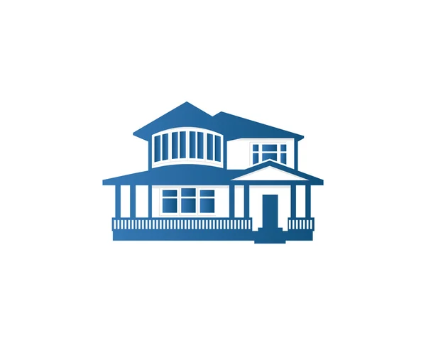 Isolierte abstrakte blaue Farbe Haus Kontur Logo. Immobilien-Gebäude-Logo. Kauf Immobilien Business-Ikone. Wohnungsvermietung Firmenemblem. Vektorillustration. — Stockvektor