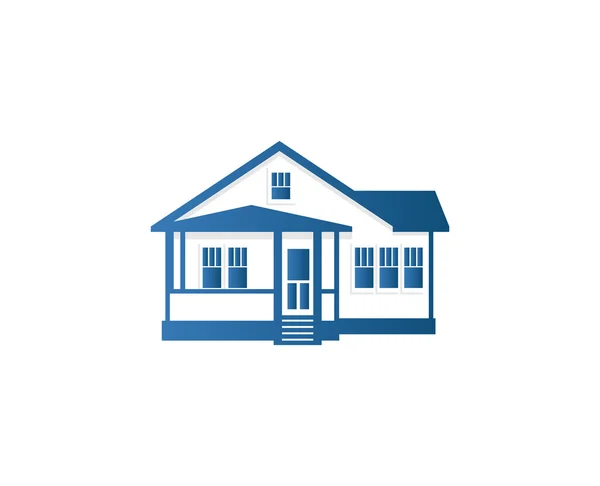 Isolierte abstrakte blaue Farbe Haus Kontur Logo. Immobilien-Gebäude-Logo. Kauf Immobilien Business-Ikone. Wohnungsvermietung Firmenemblem. Vektorillustration. — Stockvektor