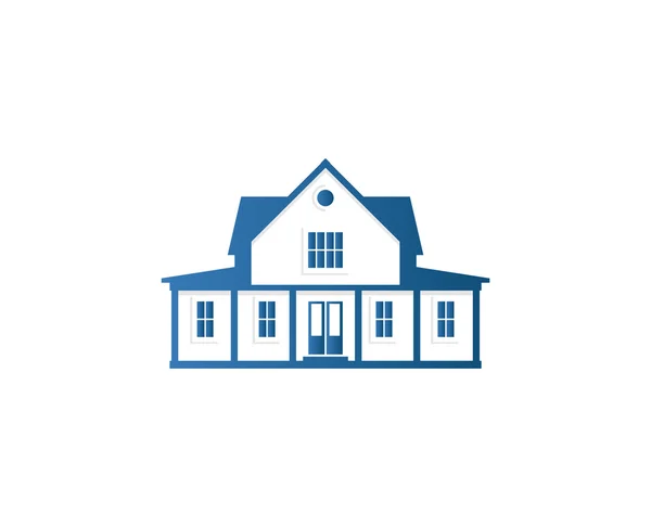 Isolierte abstrakte blaue Farbe Haus Kontur Logo. Immobilien-Gebäude-Logo. Kauf Immobilien Business-Ikone. Wohnungsvermietung Firmenemblem. Vektorillustration. — Stockvektor