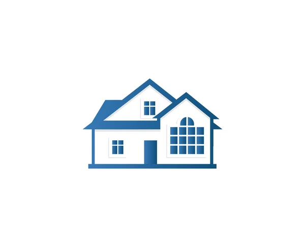 Logotipo de contorno de casa de cor azul abstrato isolado. Logótipo do edifício imobiliário. Compra de propriedade ícone de negócios. Emblema de empresa de aluguel de apartamento. Ilustração vetorial . — Vetor de Stock