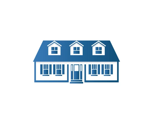 Isolierte abstrakte blaue Farbe Haus Kontur Logo. Immobilien-Gebäude-Logo. Kauf Immobilien Business-Ikone. Wohnungsvermietung Firmenemblem. Vektorillustration. — Stockvektor