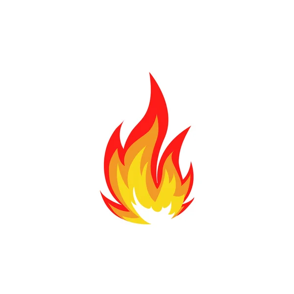 Isolierte abstrakte rote und orangefarbene Farbe Feuerflamme Logo auf weißem Hintergrund. Lagerfeuer-Logo. Pikantes Lebensmittel-Symbol. Hitze-Ikone. heiße Energie Zeichen. Vektorillustration. — Stockvektor