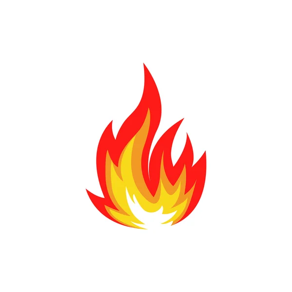 Isolierte abstrakte rote und orangefarbene Farbe Feuerflamme Logo auf weißem Hintergrund. Lagerfeuer-Logo. Pikantes Lebensmittel-Symbol. Hitze-Ikone. heiße Energie Zeichen. Vektorillustration. — Stockvektor