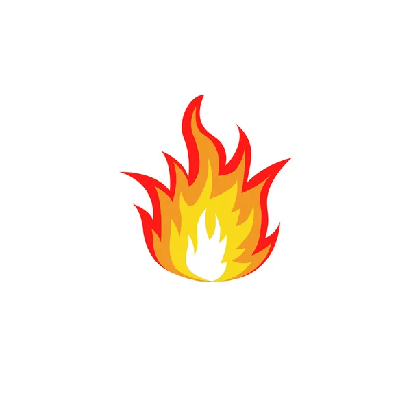 Beyaz arka plan üzerinde kırmızı ve turuncu renk ateş alev logo izole. Kamp ateşi logo. Baharatlı gıda sembolü. Isı simgesi. Sıcak enerji işareti. Vektör çizim. — Stok Vektör