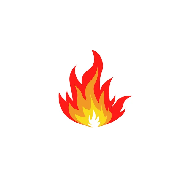 Insignia de llama de fuego de color rojo y naranja abstracta aislada sobre fondo blanco. Logo de fogata. Comida picante símbolo. Icono de calor. Señal de energía caliente. Ilustración vectorial . — Vector de stock