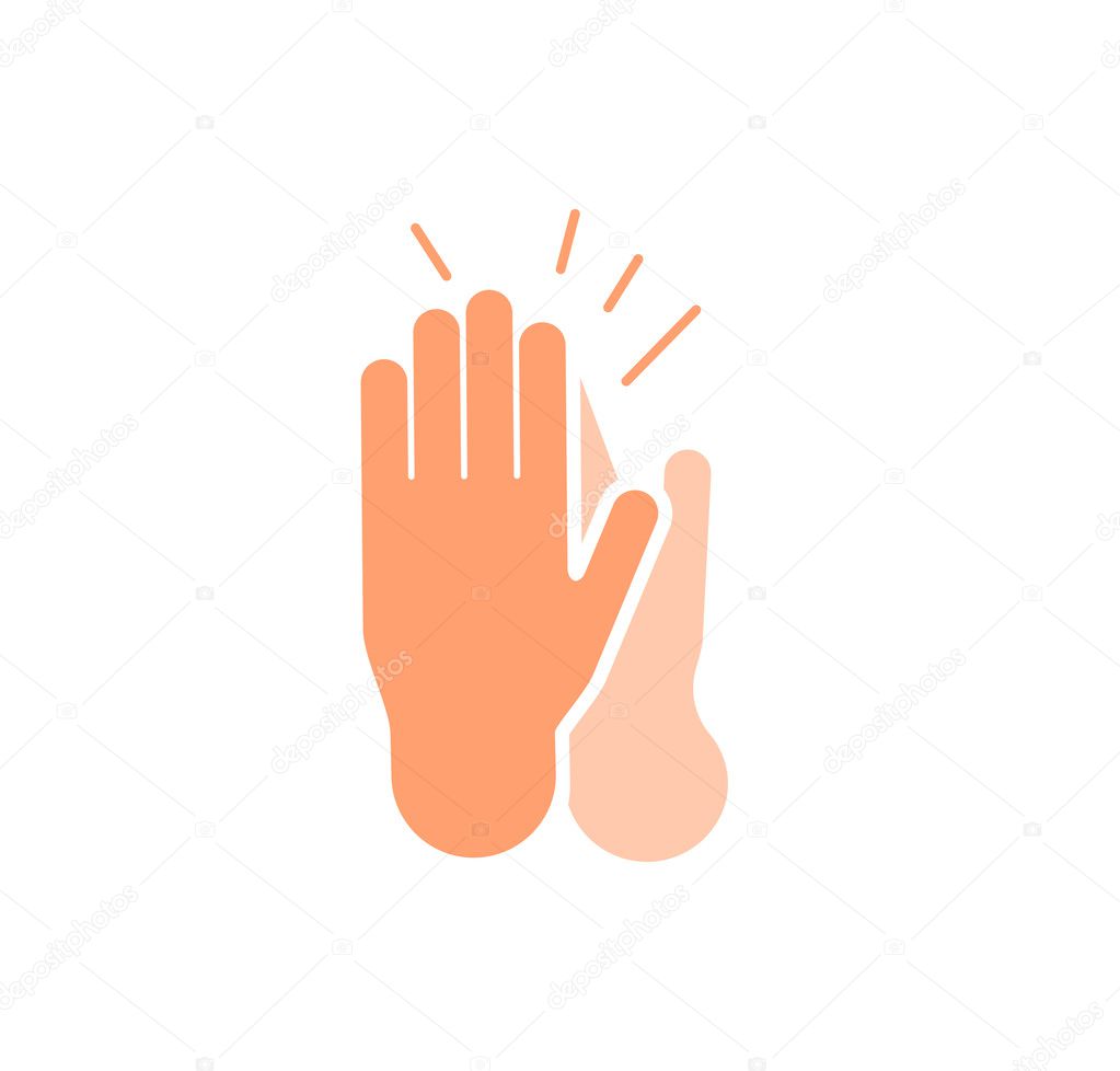 Isolated abstract clapping hands logo set. Give five logotype collection. Shaking hands sign. Greeting symbol. Positive friendly congratulating gesture icon. Teamwork element. Vector illustration.