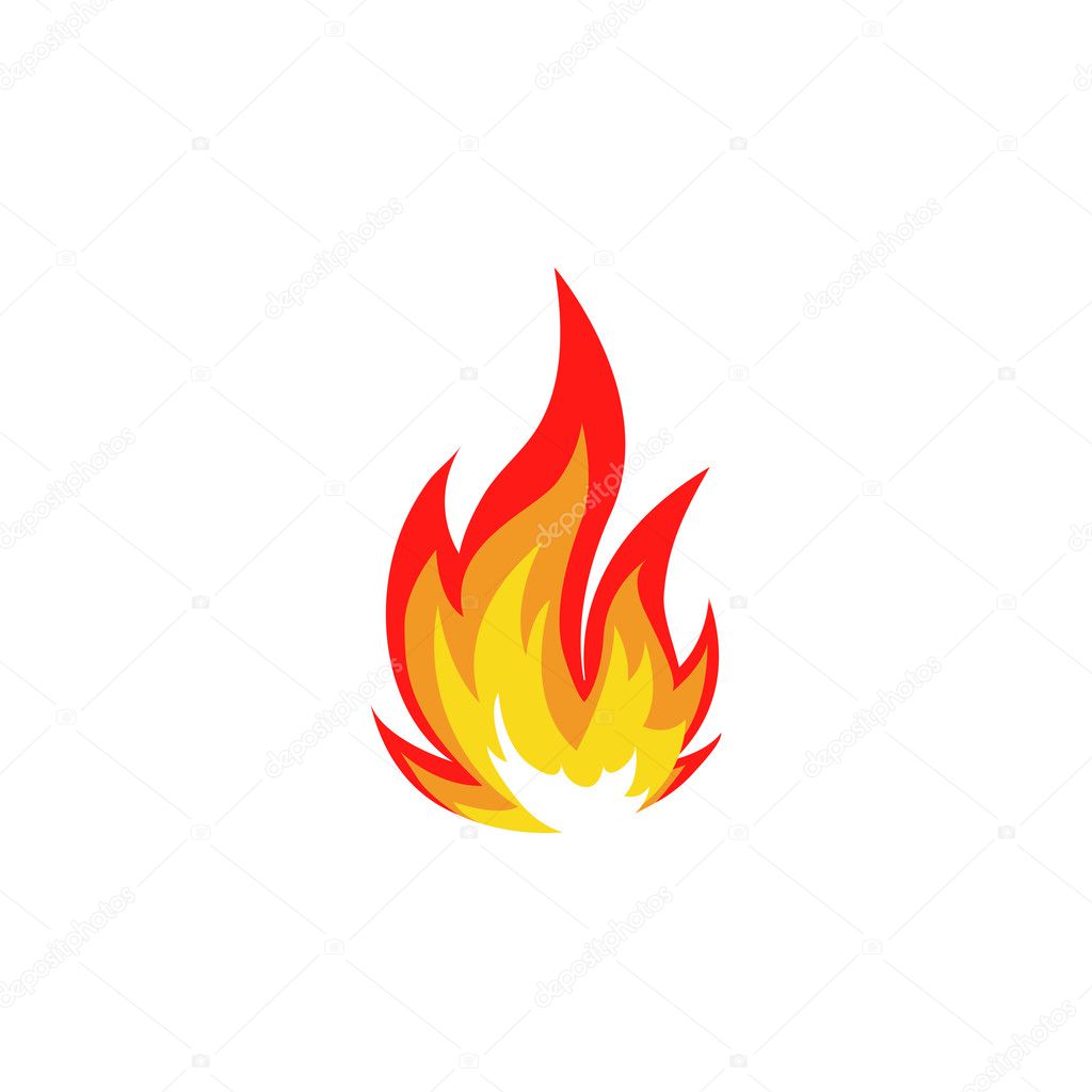 Isolated abstract red and orange color fire flame logo on white background. Campfire logotype. Spicy food symbol. Heat icon. Hot energy sign. Vector  illustration.