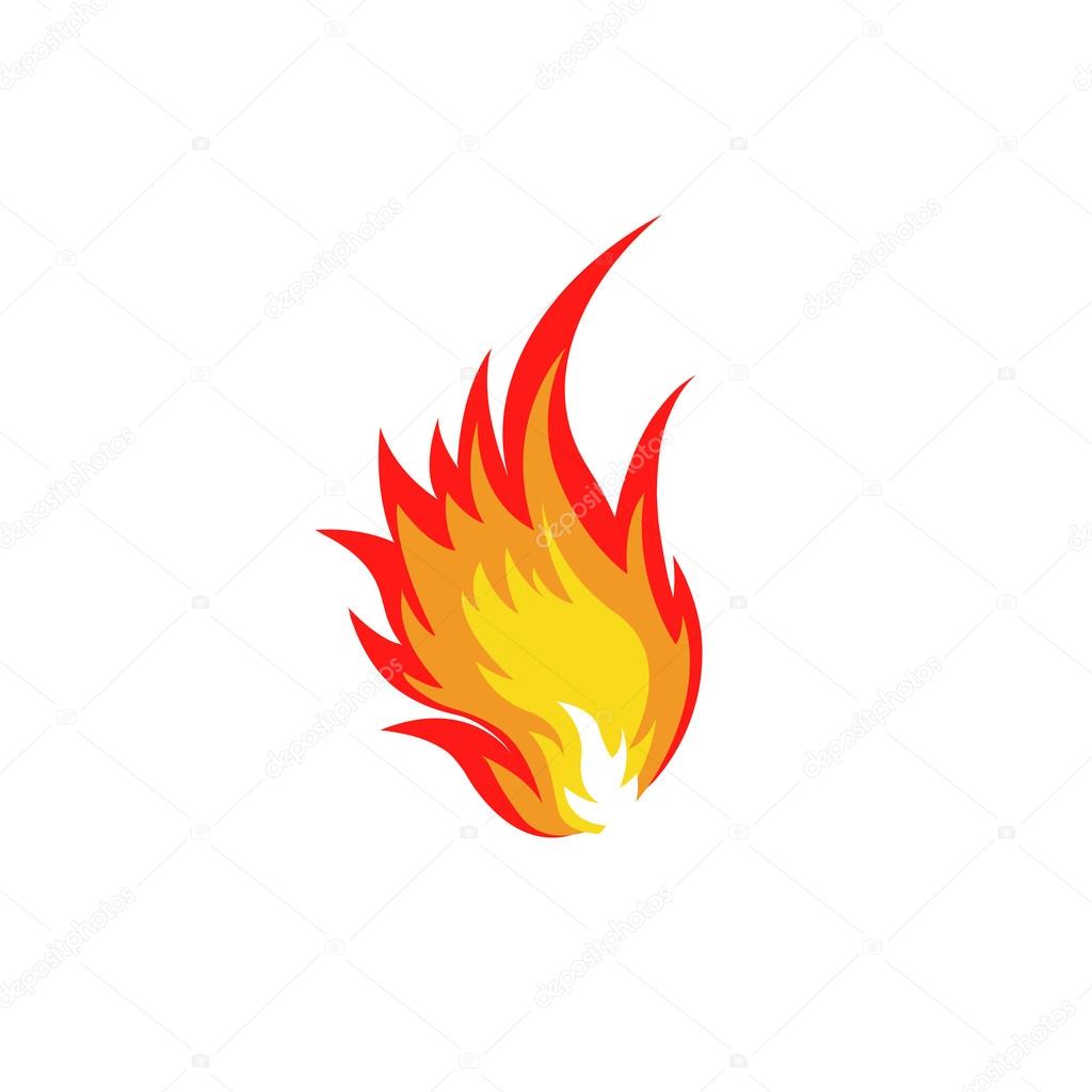 Isolated Abstract Red And Orange Color Fire Flame Logo On White