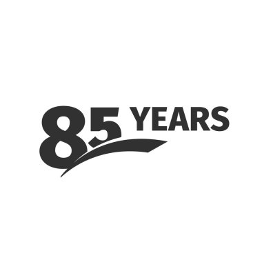 İzole soyut siyah beyaz arka plan üzerinde 85 yıldönümü logo. 85 numara logo. Seksen beş yıl jubilee kutlama simgesi. Seksen beşte doğum günü amblemi. Vektör yıldönümü çizim.