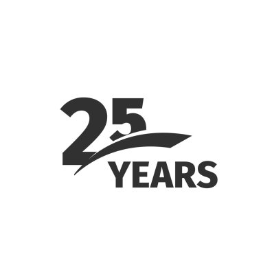 İzole soyut siyah beyaz arka plan üzerinde 25 yıldönümü logo. 25 sayı logo. Yirmi beş yıl jubilee kutlama simgesi. Yirmi beşinci doğum günü amblemi. Vektör yıldönümü çizim.