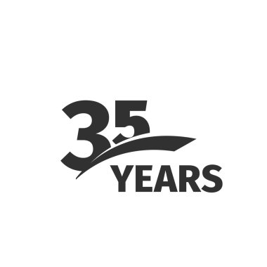 İzole soyut siyah beyaz arka plan üzerinde 35 yıldönümü logo. 35 numara logo. Otuz beş yıl jubilee kutlama simgesi. Otuz beşinci doğum günü amblemi. Vektör yıldönümü çizim.