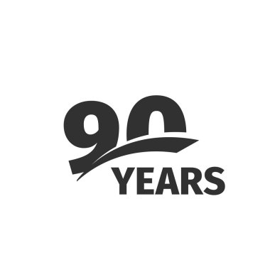 Beyaz arka planda izole soyut siyah 90 yıldönümü logosu. 90 numara logo türü. Doksan yıl jübile kutlama simgesi. Doksanıncı doğum günü amblemi. Vektör çizimi.